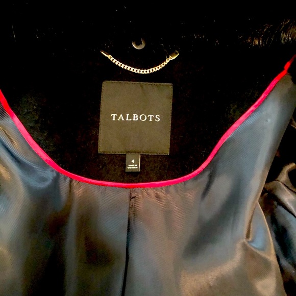 Talbots black wool coat with faux fur collar. Size 4 - Picture 4 of 4